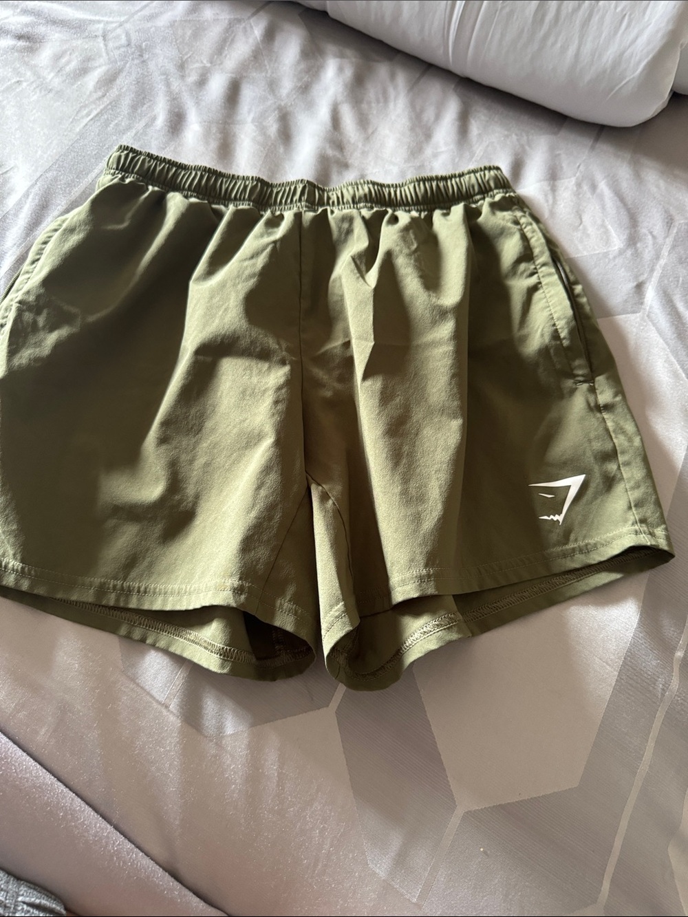 Gymshark Olive Athletic Elastic-Waist Performance Shorts